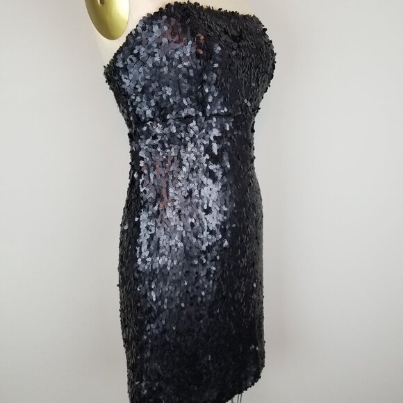 Sparkle & Fade Black Sequin Strapless Pencil Cocktail Party Dress Ladies Size 10 - Picture 5 of 7